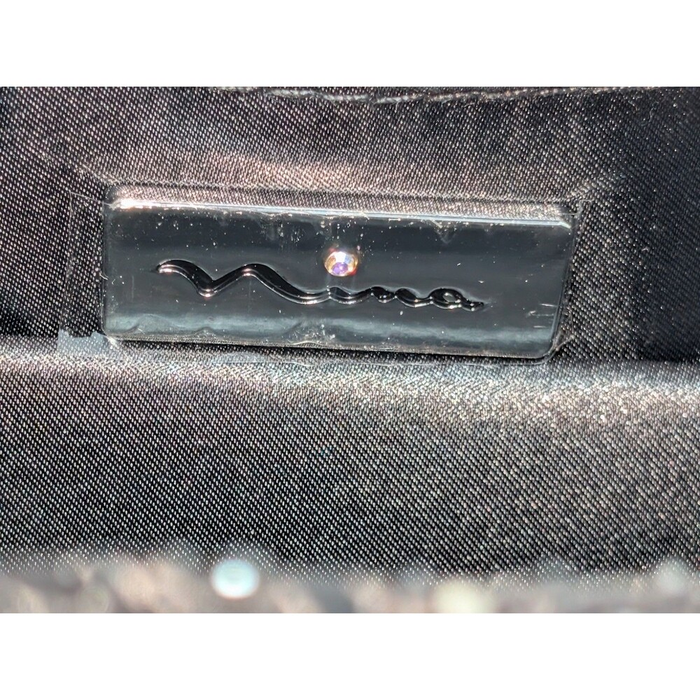 NINA Brando Black Crystal Evening Clutch Top Handle Chain Strap Formal Bag NWT - Picture 12 of 16